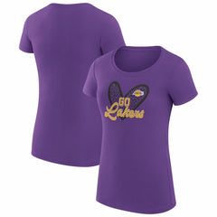 Los Angeles Lakers G-III 4Her by Carl Banks Women's Super-Slim Fit Lightweight Leopard Heart T-Shirt