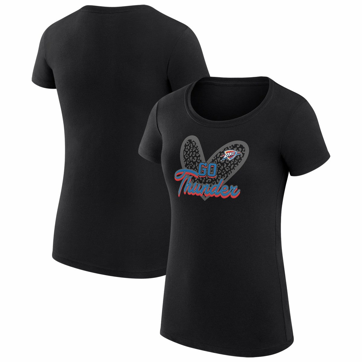 Oklahoma City Thunder G-III 4Her by Carl Banks Women's Super-Slim Fit Lightweight Leopard Heart T-Shirt