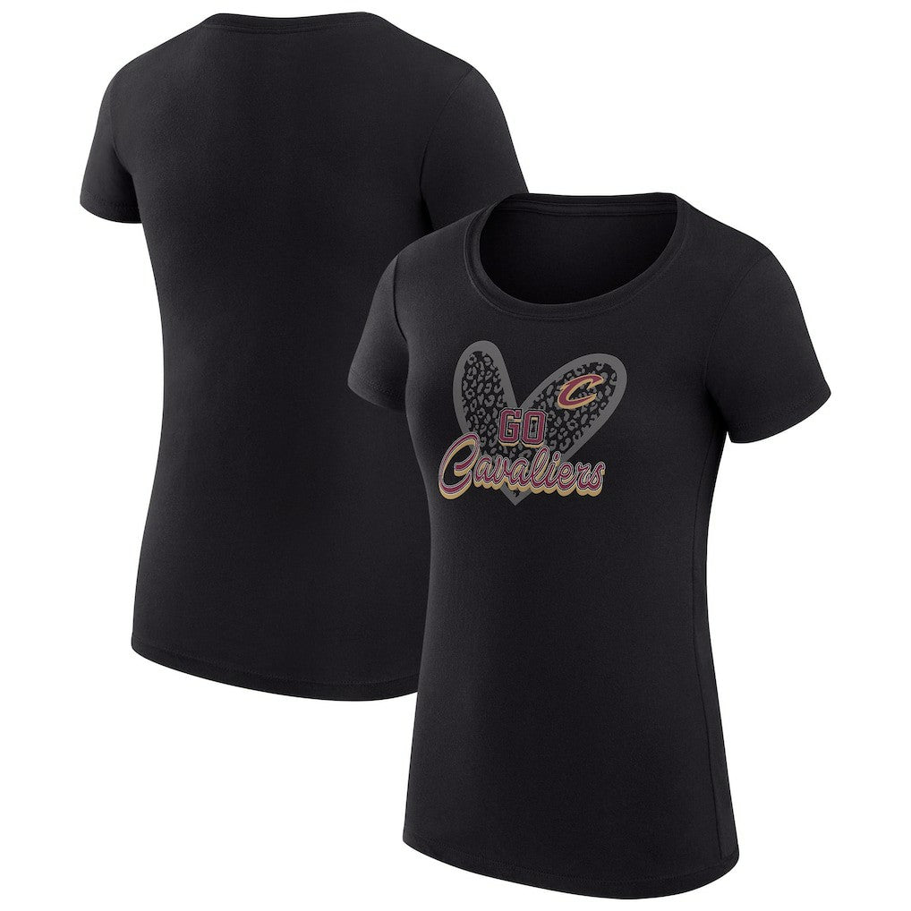 Cleveland Cavaliers G-III 4Her by Carl Banks Women's Super-Slim Fit Lightweight Leopard Heart T-Shirt sale