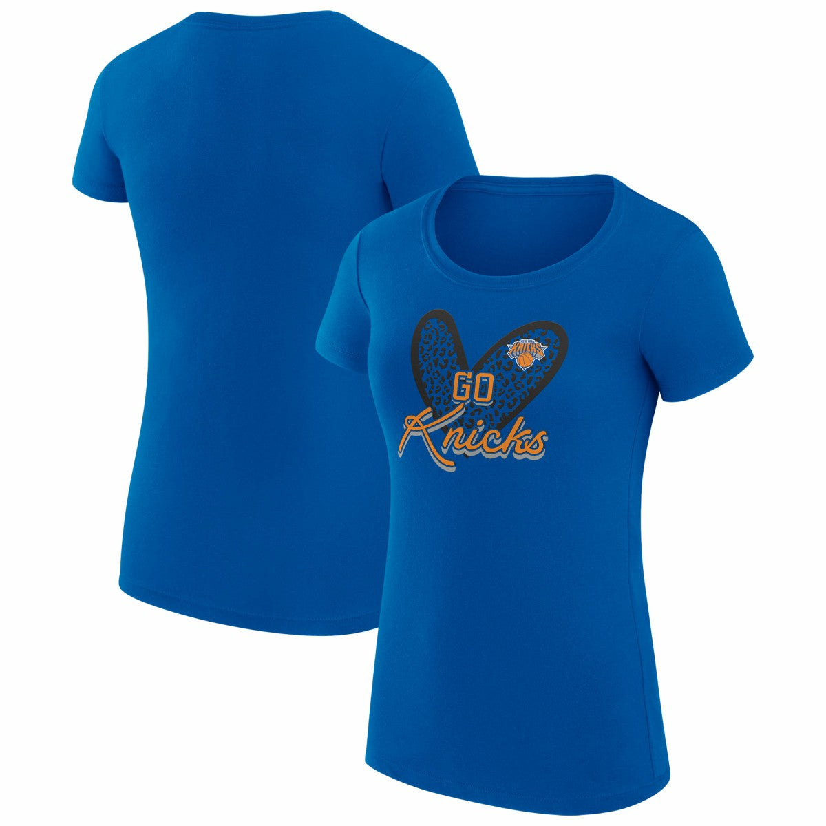 New York Knicks G-III 4Her by Carl Banks Women's Super-Slim Fit Lightweight Leopard Heart T-Shirt