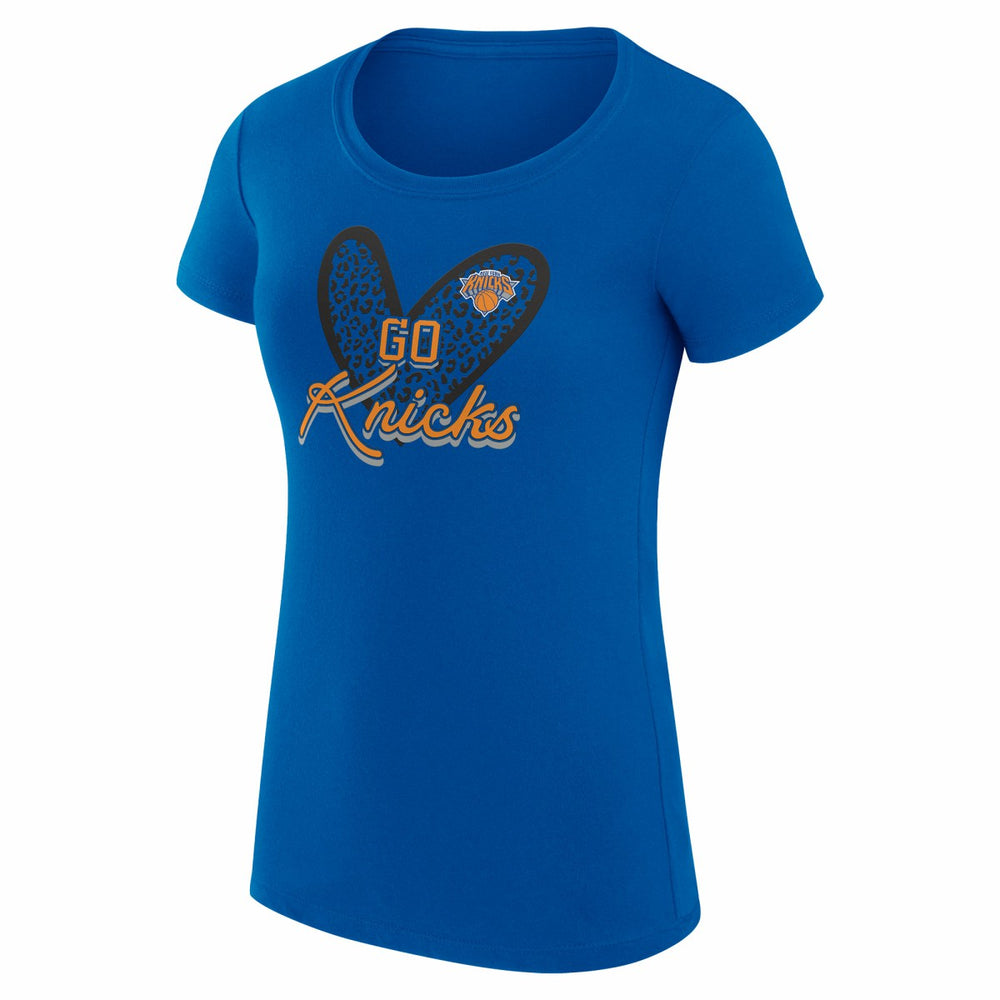 New York Knicks G-III 4Her by Carl Banks Women's Super-Slim Fit Lightweight Leopard Heart T-Shirt
