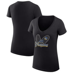 Golden State Warriors G-III 4Her by Carl Banks Women's Super-Slim Fit Lightweight Leopard Heart V-Neck T-Shirt sale
