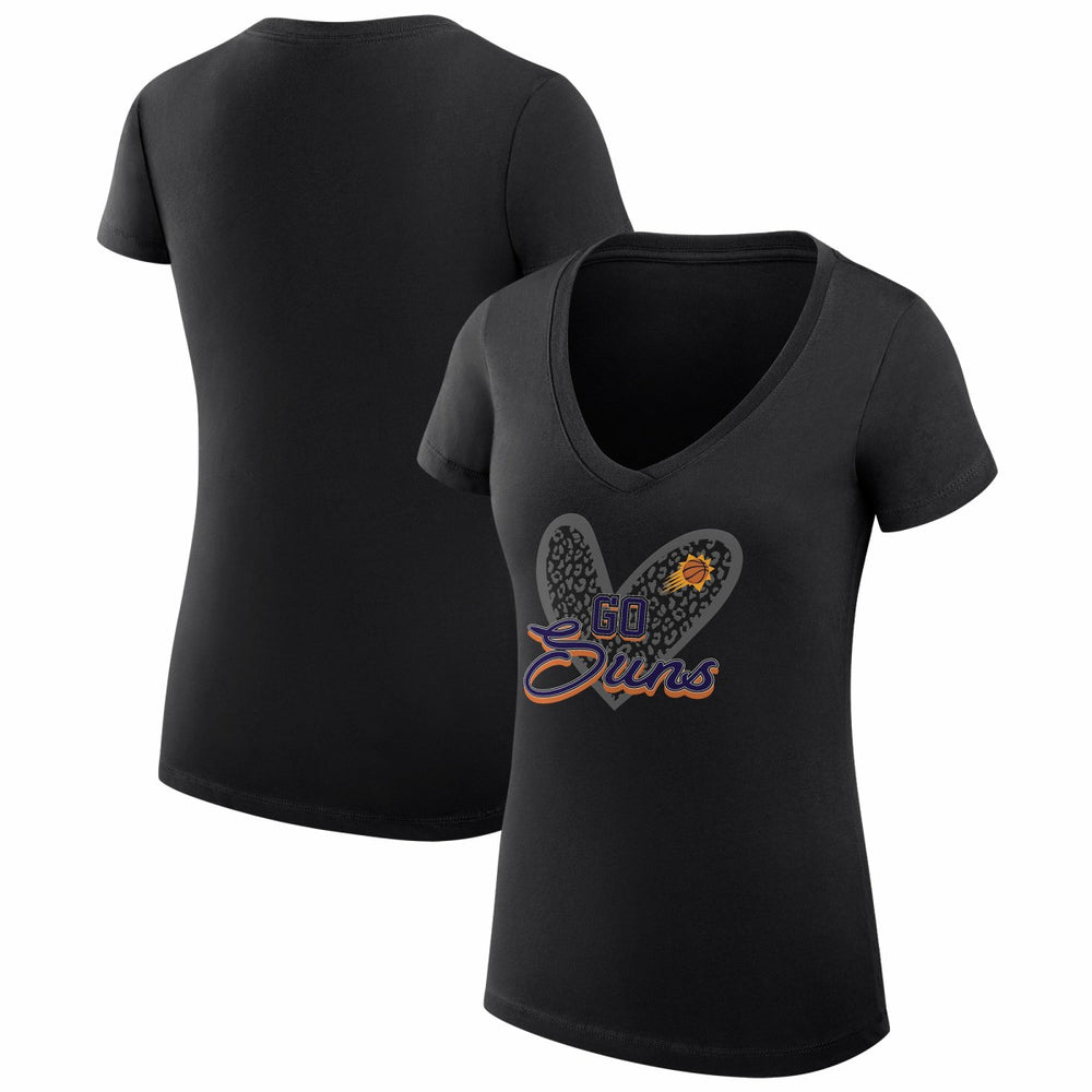 Phoenix Suns G-III 4Her by Carl Banks Women's Super-Slim Fit Lightweight Leopard Heart V-Neck T-Shirt