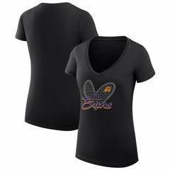 Phoenix Suns G-III 4Her by Carl Banks Women's Super-Slim Fit Lightweight Leopard Heart V-Neck T-Shirt