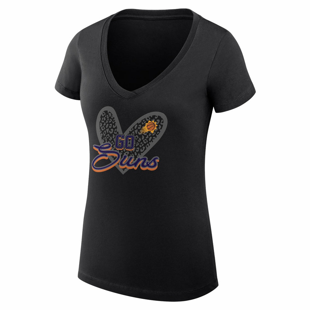 Phoenix Suns G-III 4Her by Carl Banks Women's Super-Slim Fit Lightweight Leopard Heart V-Neck T-Shirt