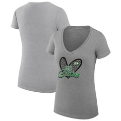 Boston Celtics G-III 4Her by Carl Banks Women's Super-Slim Fit Lightweight Leopard Heart V-Neck T-Shirt