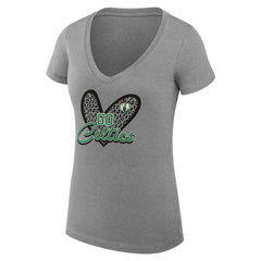 Boston Celtics G-III 4Her by Carl Banks Women's Super-Slim Fit Lightweight Leopard Heart V-Neck T-Shirt