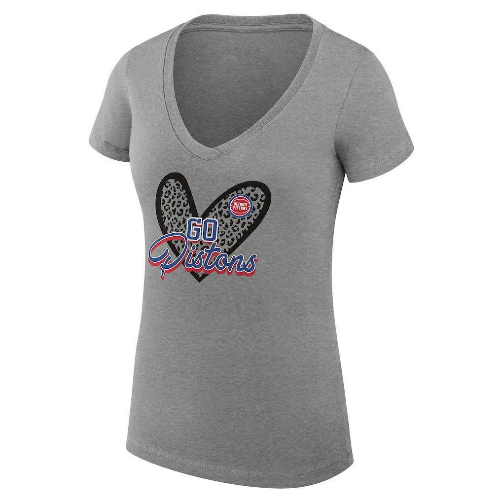 Detroit Pistons G-III 4Her by Carl Banks Women's Super-Slim Fit Lightweight Leopard Heart V-Neck T-Shirt sale