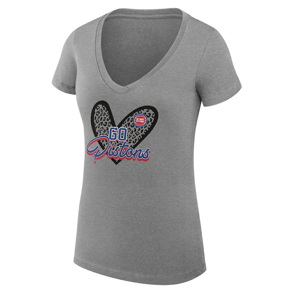 Detroit Pistons G-III 4Her by Carl Banks Women's Super-Slim Fit Lightweight Leopard Heart V-Neck T-Shirt sale