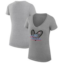 Oklahoma City Thunder G-III 4Her by Carl Banks Women's Super-Slim Fit Lightweight Leopard Heart V-Neck T-Shirt