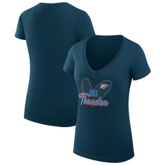 Oklahoma City Thunder G-III 4Her by Carl Banks Women's Super-Slim Fit Lightweight Leopard Heart V-Neck T-Shirt