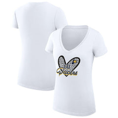 Indiana Pacers G-III 4Her by Carl Banks Women's Super-Slim Fit Lightweight Leopard Heart V-Neck T-Shirt