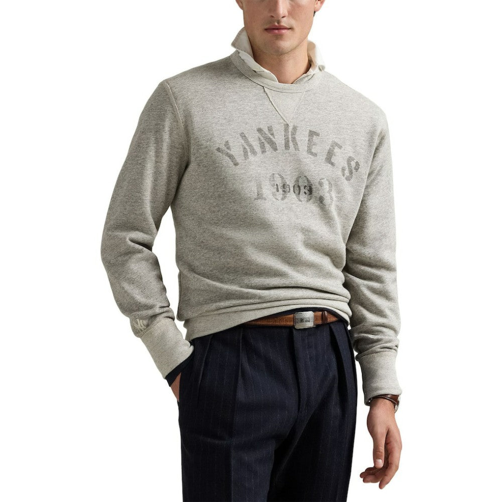Heather Gray New York Yankees Polo Ralph Lauren Pullover Sweatshirt
