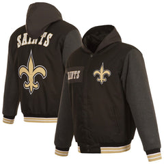 JH Design Reversible Twill Hoodie Full-Zip Jacket - New Orleans Saints Hoodies