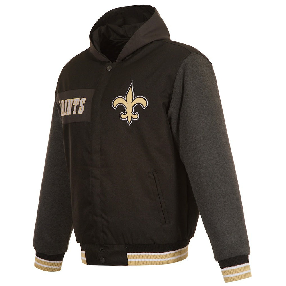JH Design Reversible Twill Hoodie Full-Zip Jacket - New Orleans Saints Hoodies