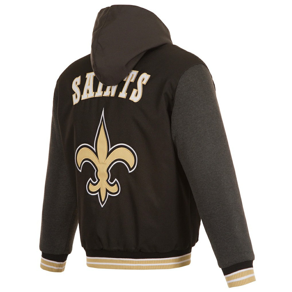 JH Design Reversible Twill Hoodie Full-Zip Jacket - New Orleans Saints Hoodies