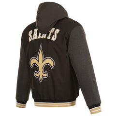 JH Design Reversible Twill Hoodie Full-Zip Jacket - New Orleans Saints Hoodies