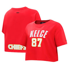 Travis Kelce  Pro Standard Women's Player Name & Number Cropped Boxy T-Shirt - Kansas City Chiefs T-shirts