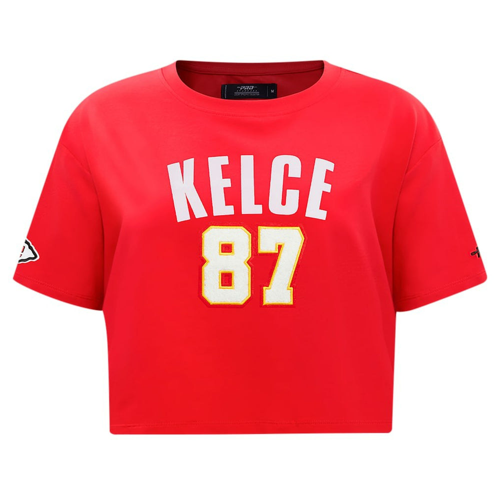 Travis Kelce  Pro Standard Women's Player Name & Number Cropped Boxy T-Shirt - Kansas City Chiefs T-shirts