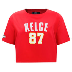 Travis Kelce  Pro Standard Women's Player Name & Number Cropped Boxy T-Shirt - Kansas City Chiefs T-shirts