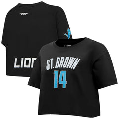 Amon-Ra St. Brown  Pro Standard Women's Player Name & Number Cropped Boxy T-Shirt - Detroit Lions T-shirts