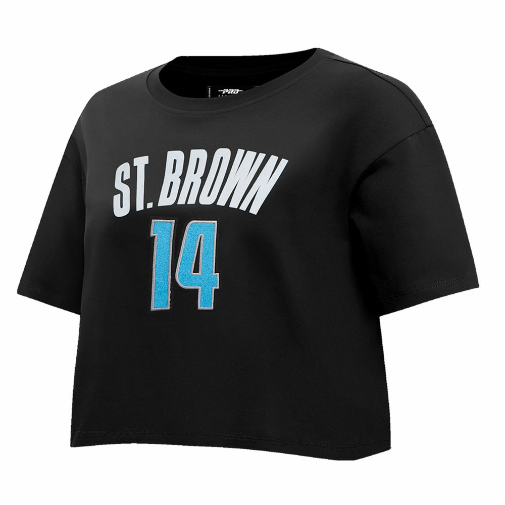 Amon-Ra St. Brown  Pro Standard Women's Player Name & Number Cropped Boxy T-Shirt - Detroit Lions T-shirts