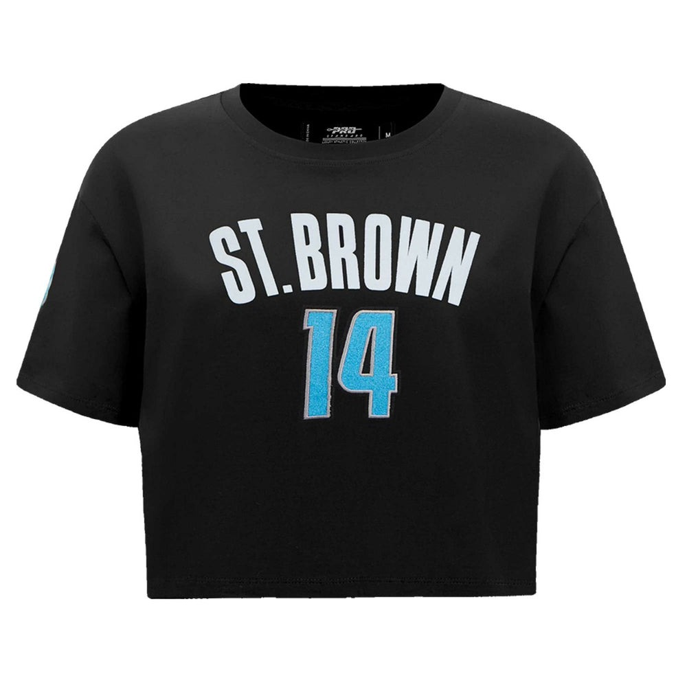 Amon-Ra St. Brown  Pro Standard Women's Player Name & Number Cropped Boxy T-Shirt - Detroit Lions T-shirts