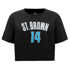 Amon-Ra St. Brown  Pro Standard Women's Player Name & Number Cropped Boxy T-Shirt - Detroit Lions T-shirts