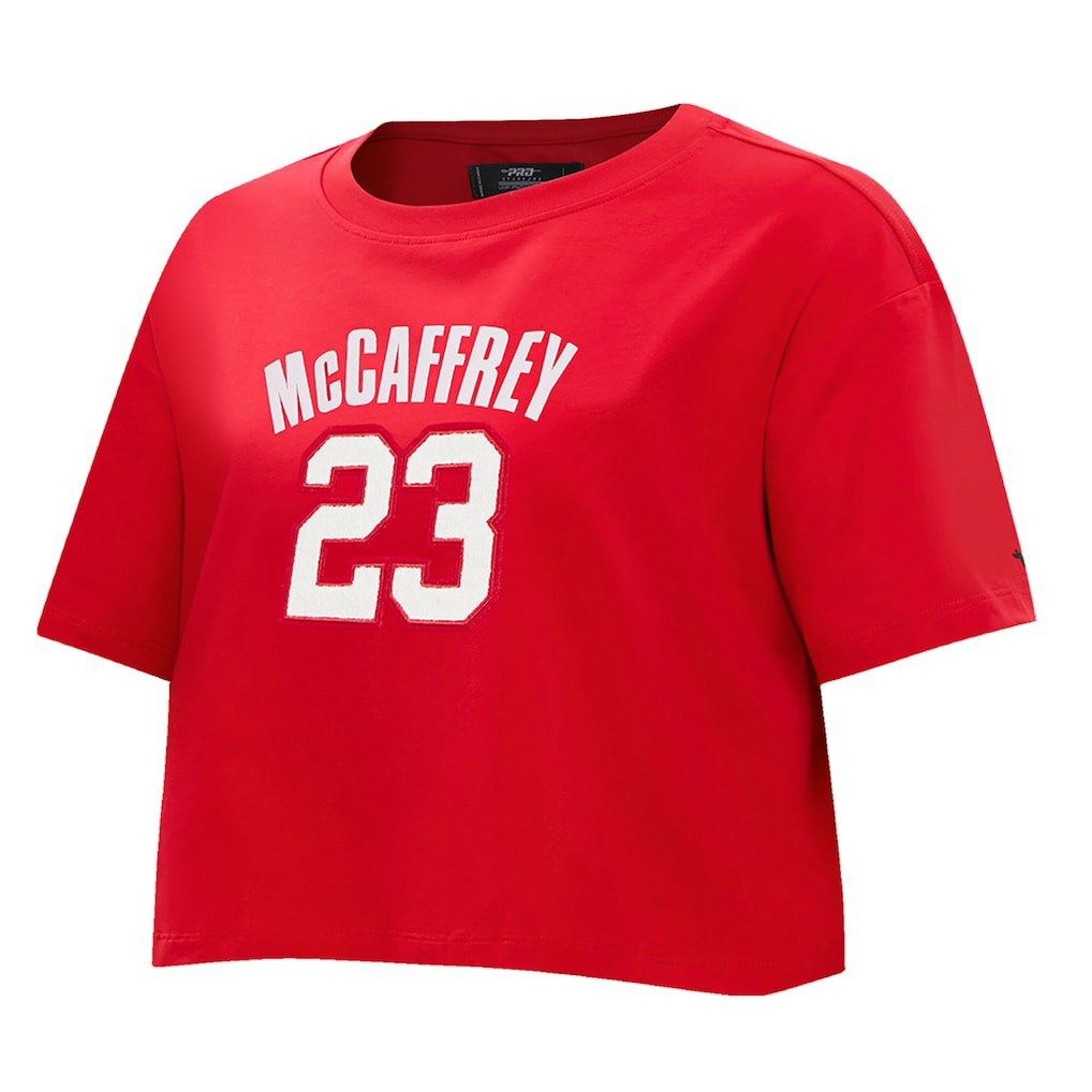 Christian McCaffrey  Pro Standard Women's Player Name & Number Cropped Boxy T-Shirt - San Francisco 49ers T-shirts