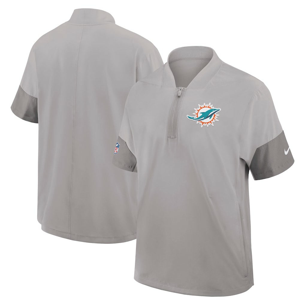 Sideline Short Sleeve Quarter-Zip Dri-FIT Coach Jacket - Miami Dolphins Jackets
