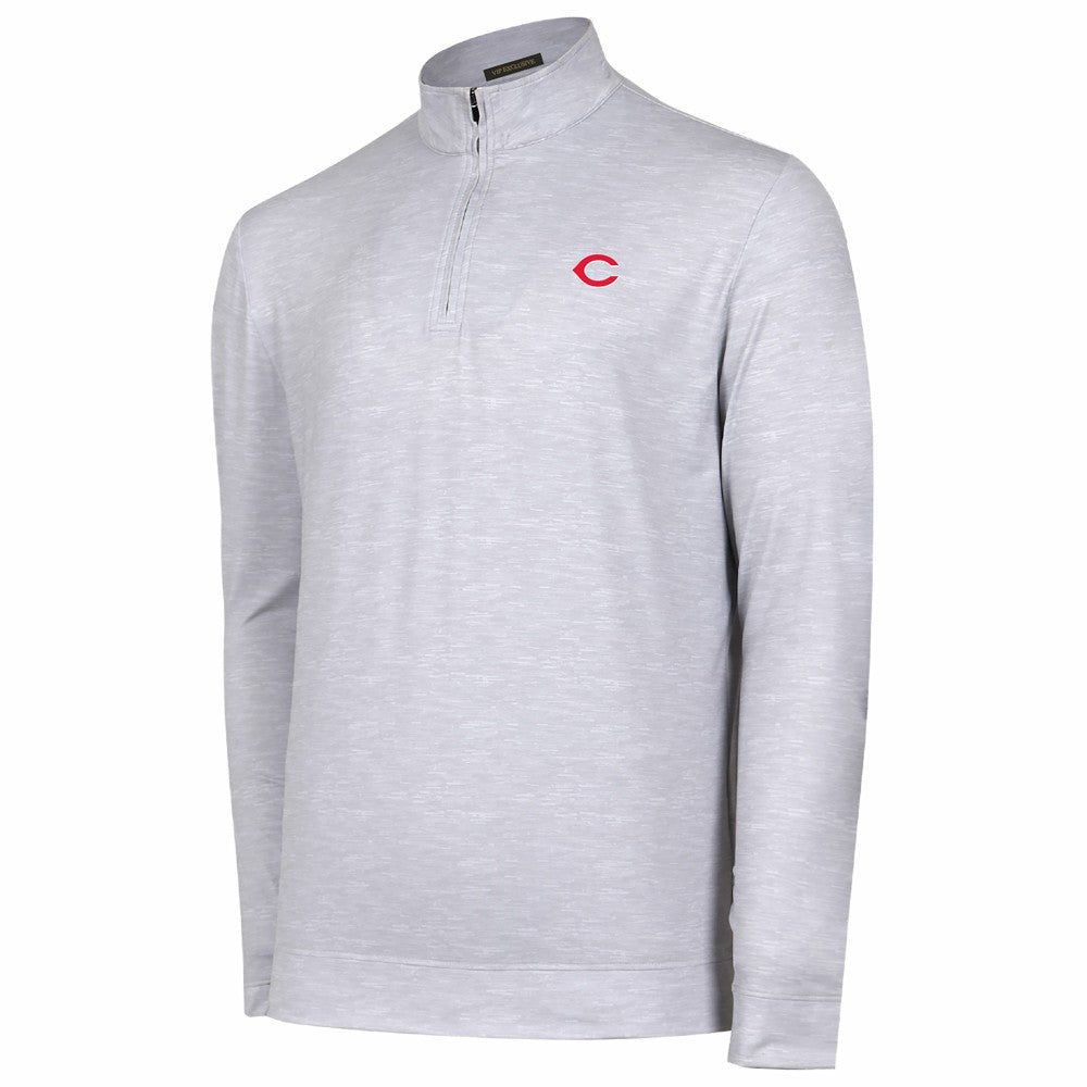 Gray Cincinnati Reds Sublime Tri-Blend Quarter-Zip Jacket