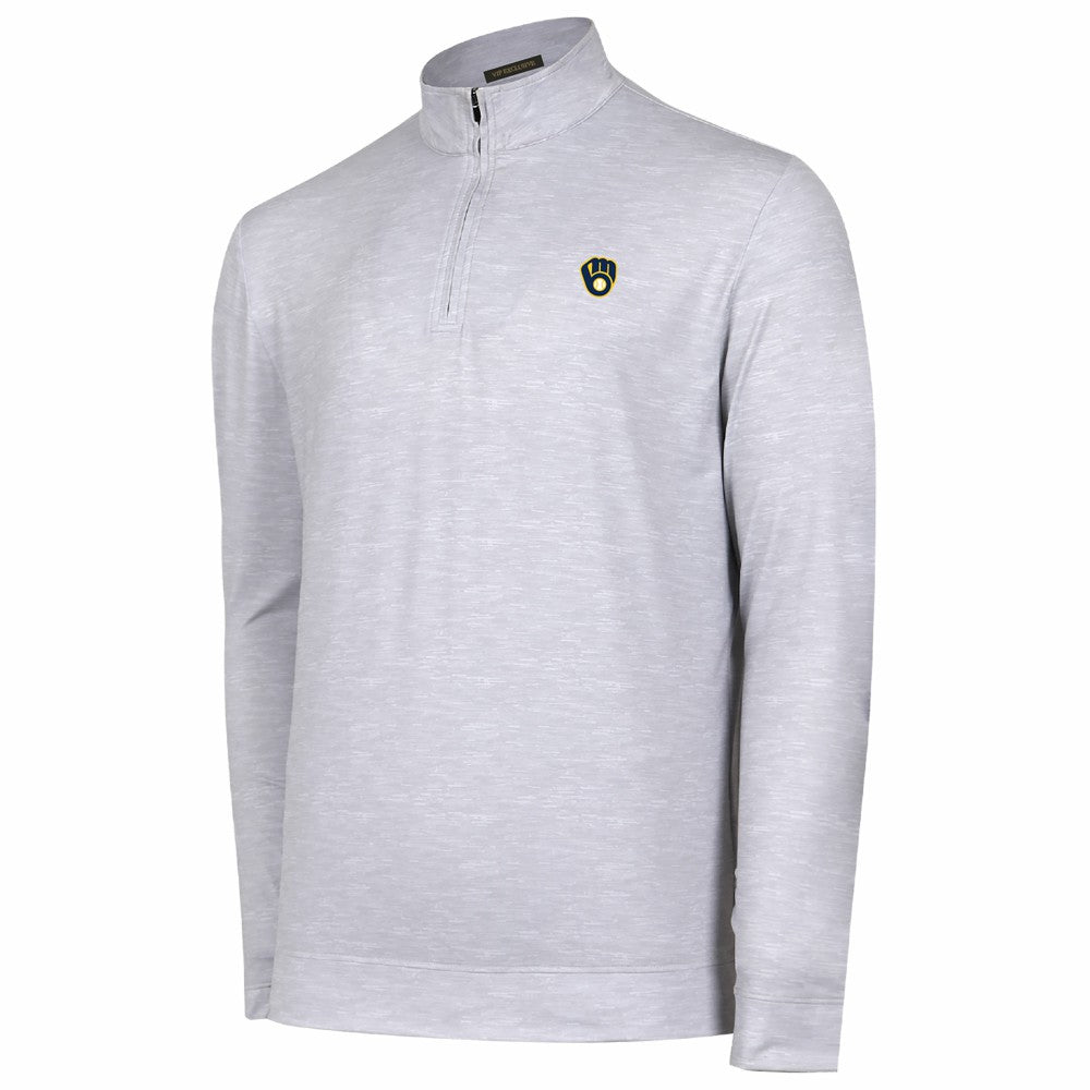 Gray Milwaukee Brewers Sublime Tri-Blend Quarter-Zip Jacket