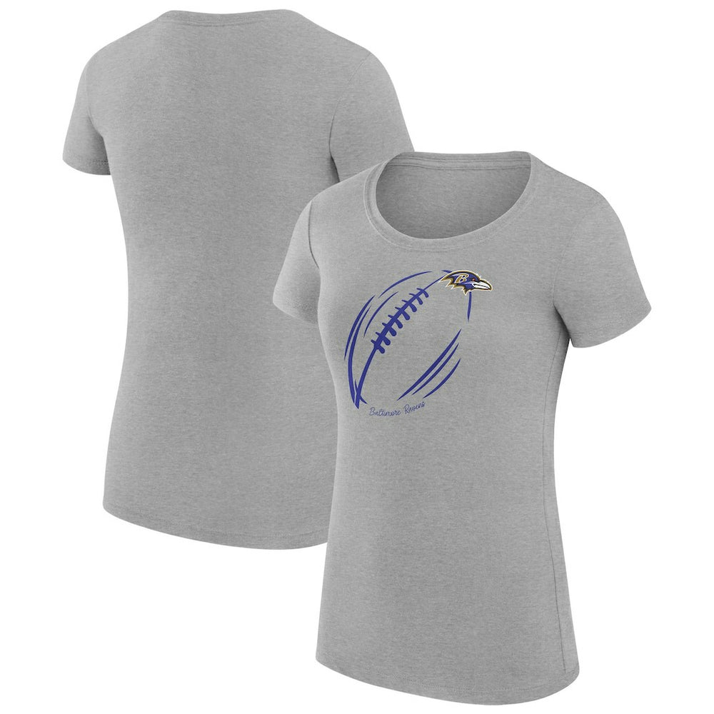 G-III 4Her by Carl Banks Women's Super-Slim Fit Lightweight Subtle Football T-Shirt - Baltimore Ravens T-shirts