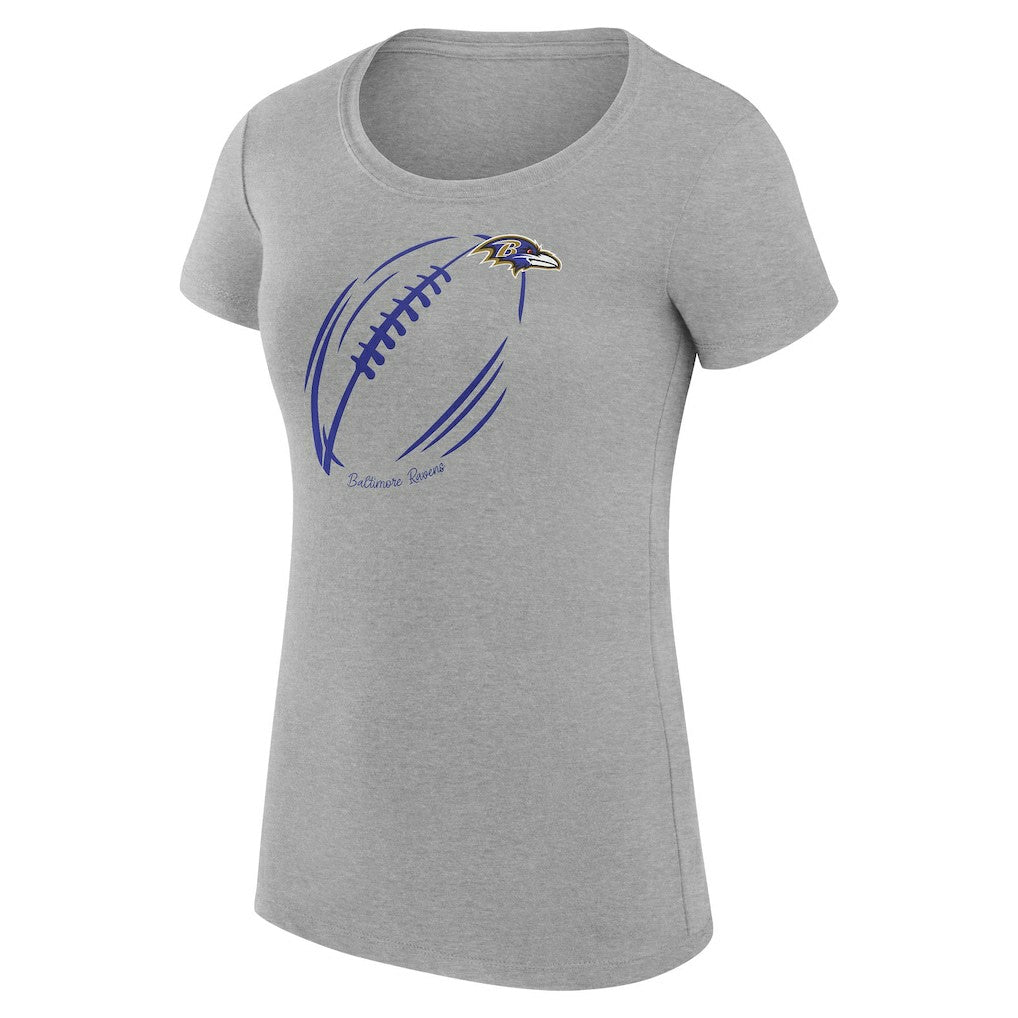 G-III 4Her by Carl Banks Women's Super-Slim Fit Lightweight Subtle Football T-Shirt - Baltimore Ravens T-shirts