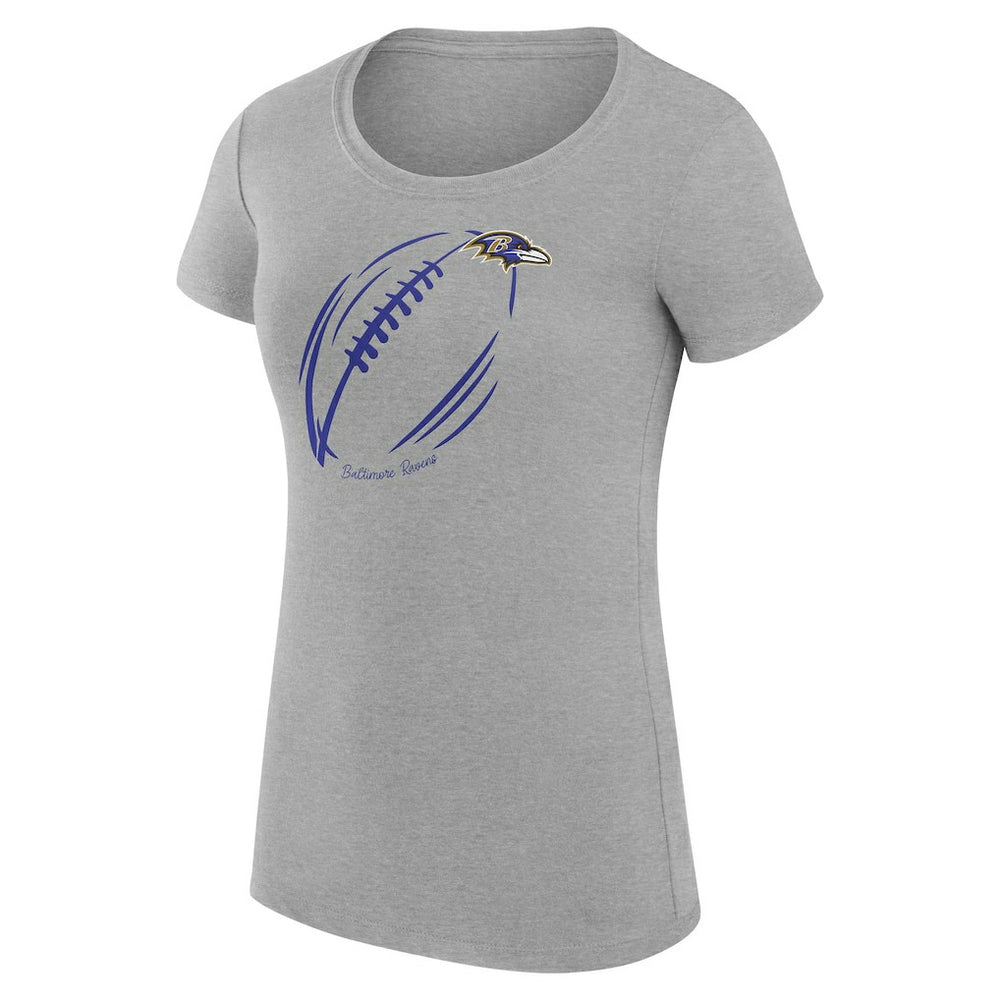 G-III 4Her by Carl Banks Women's Super-Slim Fit Lightweight Subtle Football T-Shirt - Baltimore Ravens T-shirts
