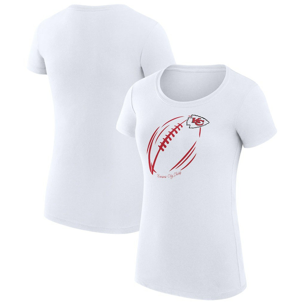 G-III 4Her by Carl Banks Women's Super-Slim Fit Lightweight Subtle Football T-Shirt - Kansas City Chiefs T-shirts