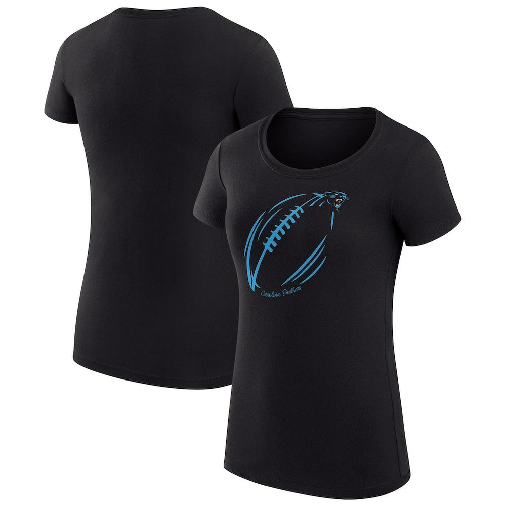 G-III 4Her by Carl Banks Women's Super-Slim Fit Lightweight Subtle Football T-Shirt - Carolina Panthers T-shirts