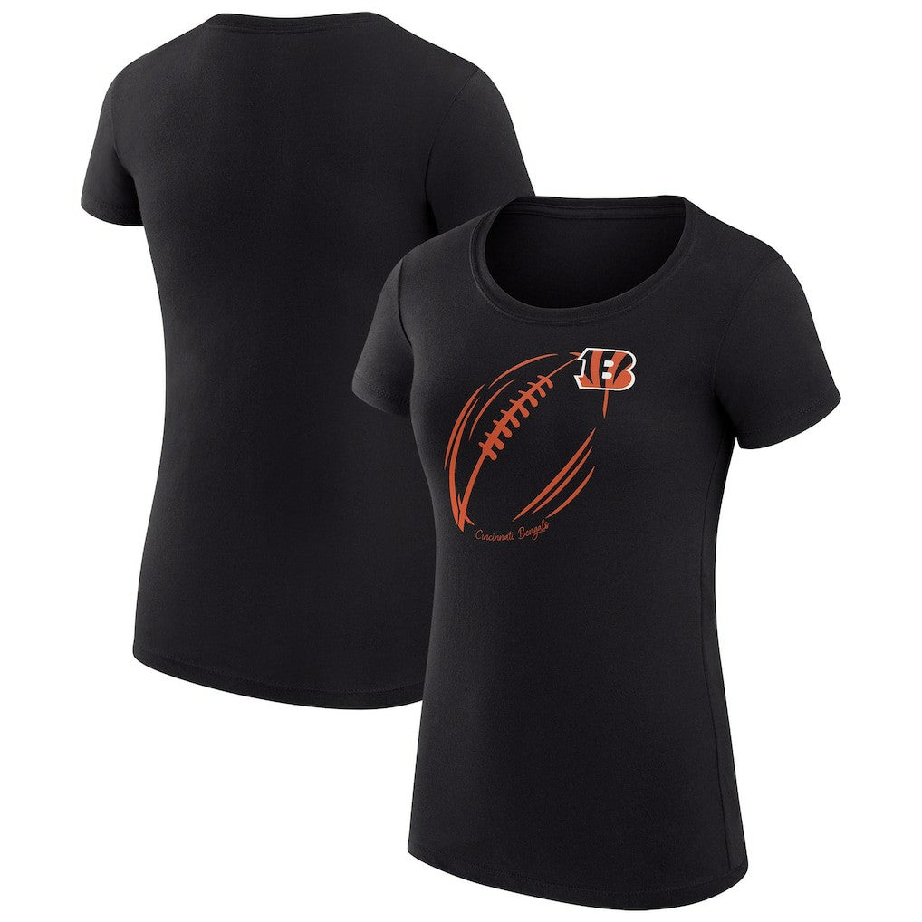 G-III 4Her by Carl Banks Women's Super-Slim Fit Lightweight Subtle Football T-Shirt - Cincinnati Bengals T-shirts