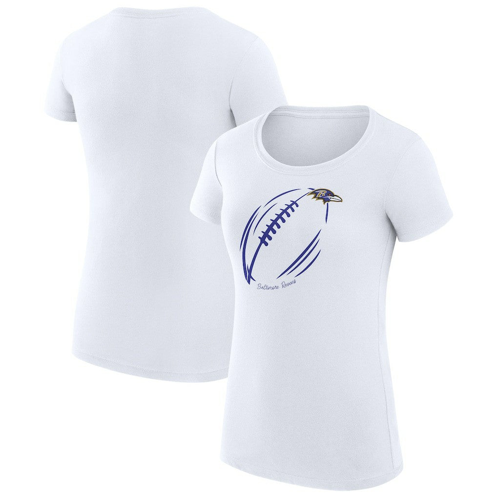 G-III 4Her by Carl Banks Women's Super-Slim Fit Lightweight Subtle Football T-Shirt - Baltimore Ravens T-shirts