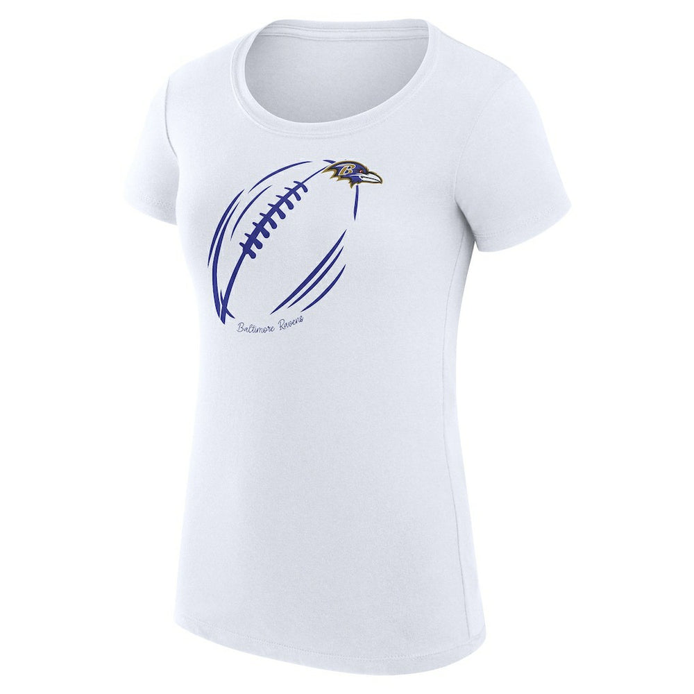 G-III 4Her by Carl Banks Women's Super-Slim Fit Lightweight Subtle Football T-Shirt - Baltimore Ravens T-shirts