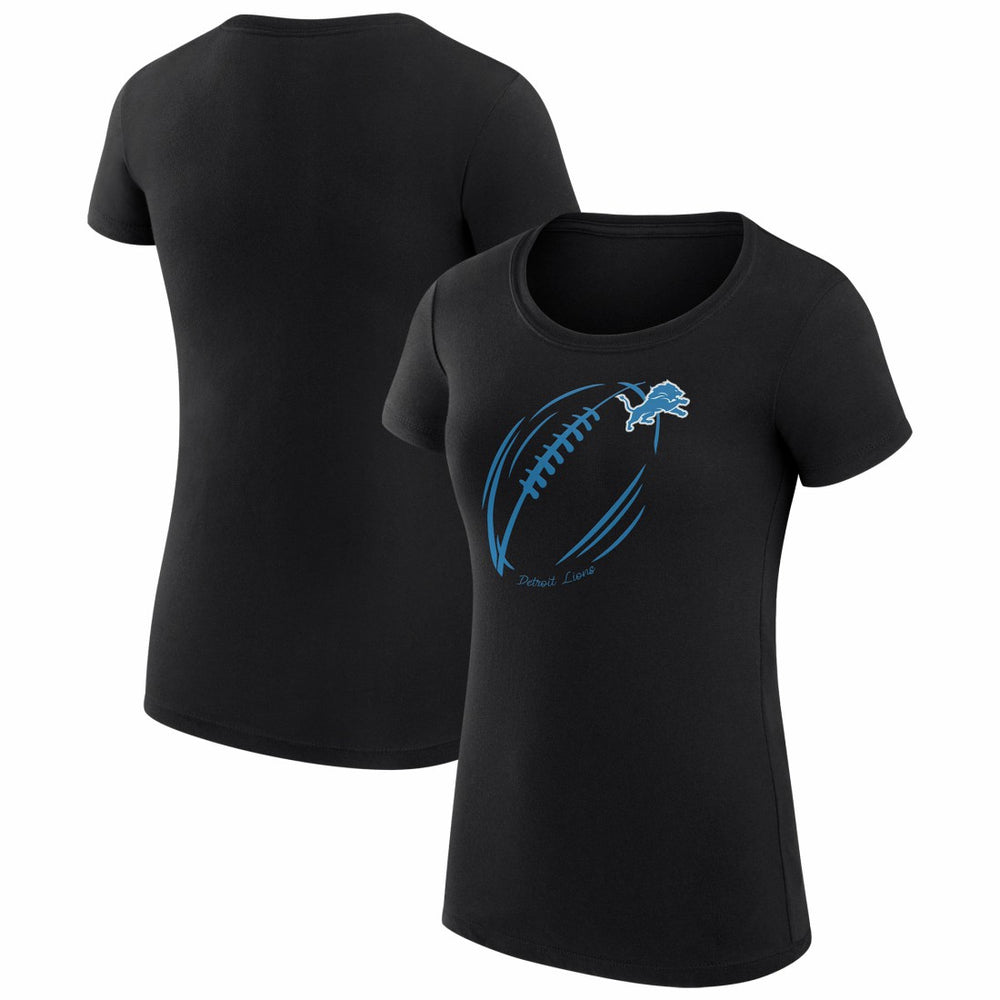 G-III 4Her by Carl Banks Women's Super-Slim Fit Lightweight Subtle Football T-Shirt - Detroit Lions T-shirts