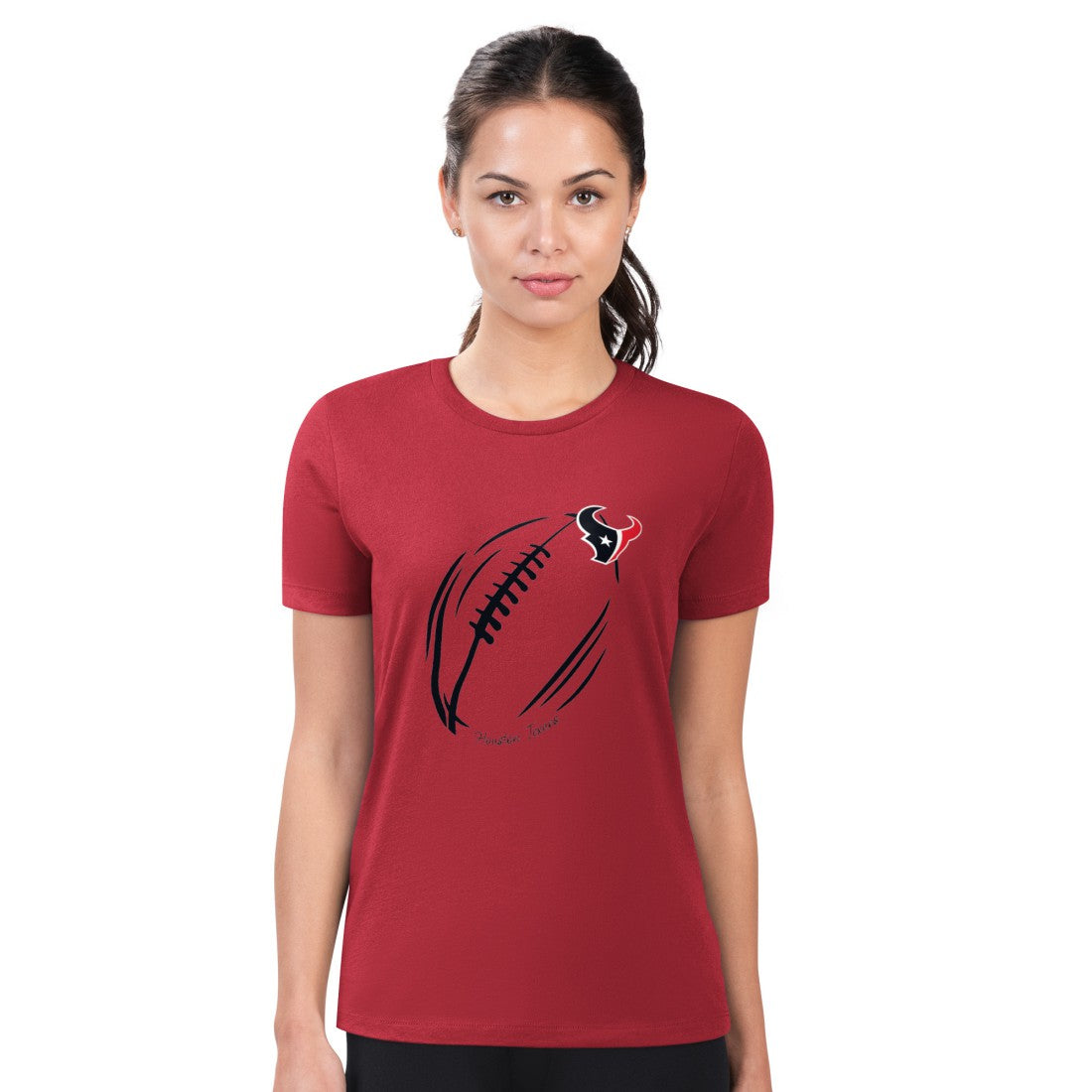 G-III 4Her by Carl Banks Women's Super-Slim Fit Lightweight Subtle Football T-Shirt - Houston Texans T-shirts