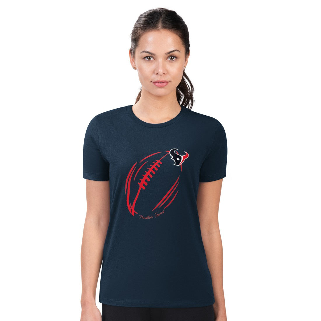 G-III 4Her by Carl Banks Women's Super-Slim Fit Lightweight Subtle Football T-Shirt - Houston Texans T-shirts
