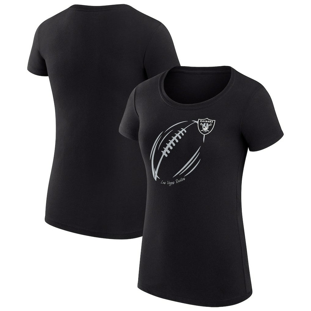 G-III 4Her by Carl Banks Women's Super-Slim Fit Lightweight Subtle Football T-Shirt - Las Vegas Raiders T-shirts