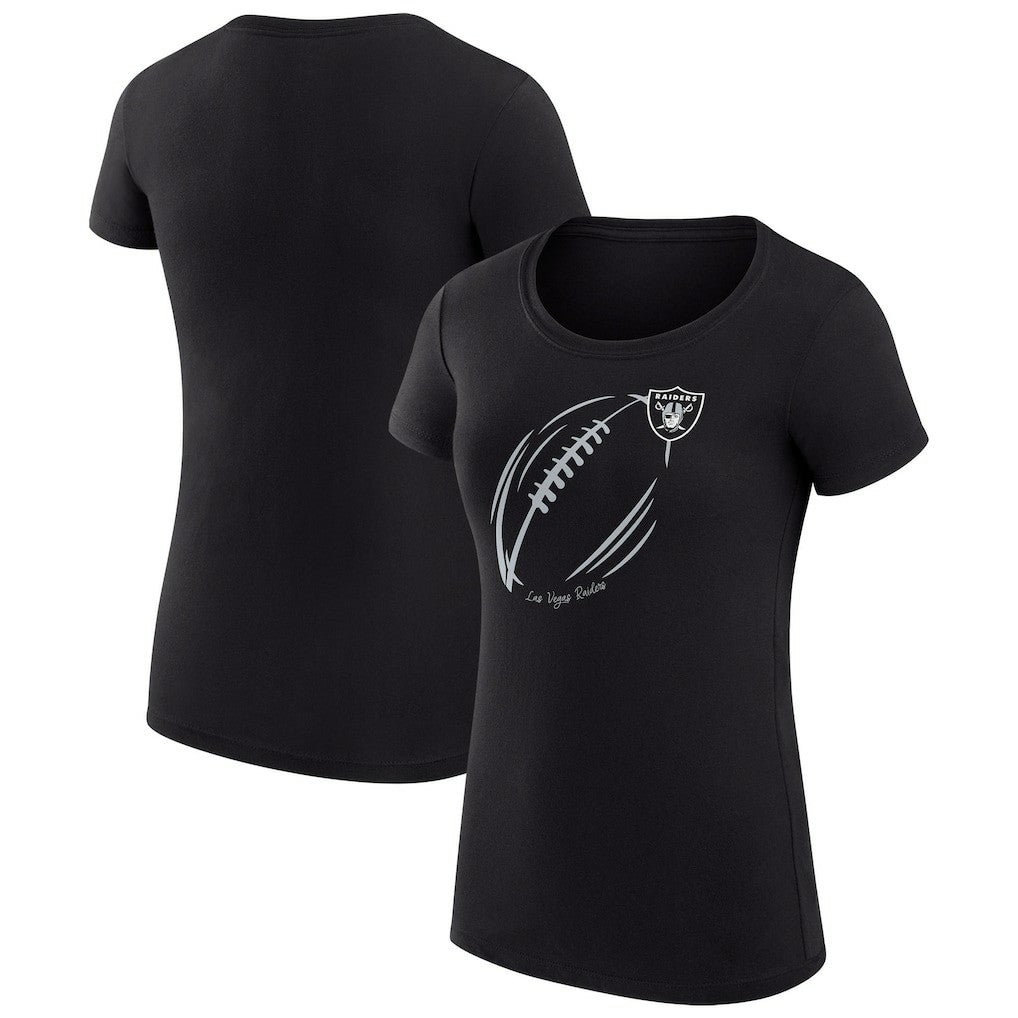 G-III 4Her by Carl Banks Women's Super-Slim Fit Lightweight Subtle Football T-Shirt - Las Vegas Raiders T-shirts
