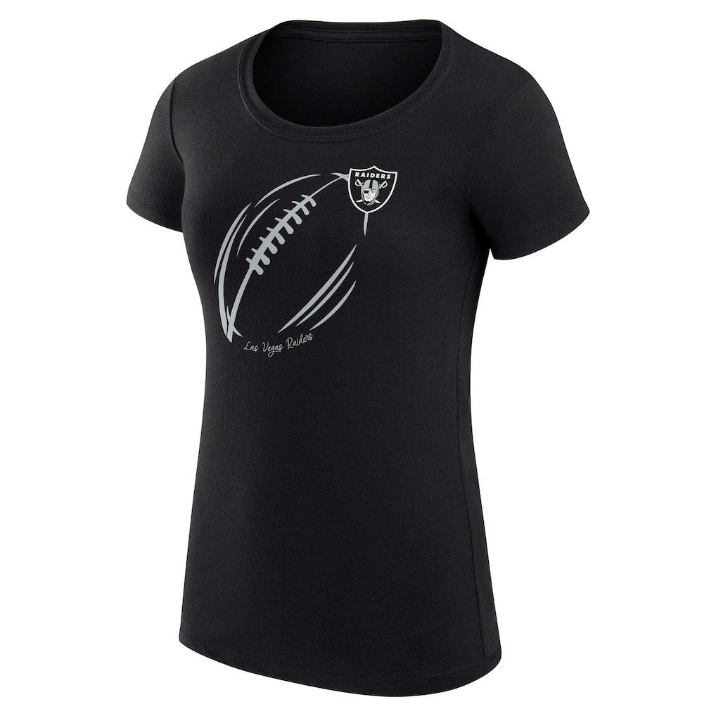 G-III 4Her by Carl Banks Women's Super-Slim Fit Lightweight Subtle Football T-Shirt - Las Vegas Raiders T-shirts