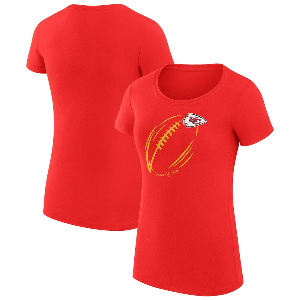G-III 4Her by Carl Banks Women's Super-Slim Fit Lightweight Subtle Football T-Shirt - Kansas City Chiefs T-shirts