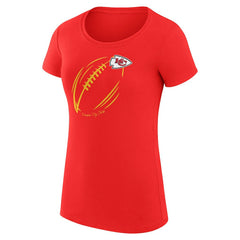 G-III 4Her by Carl Banks Women's Super-Slim Fit Lightweight Subtle Football T-Shirt - Kansas City Chiefs T-shirts