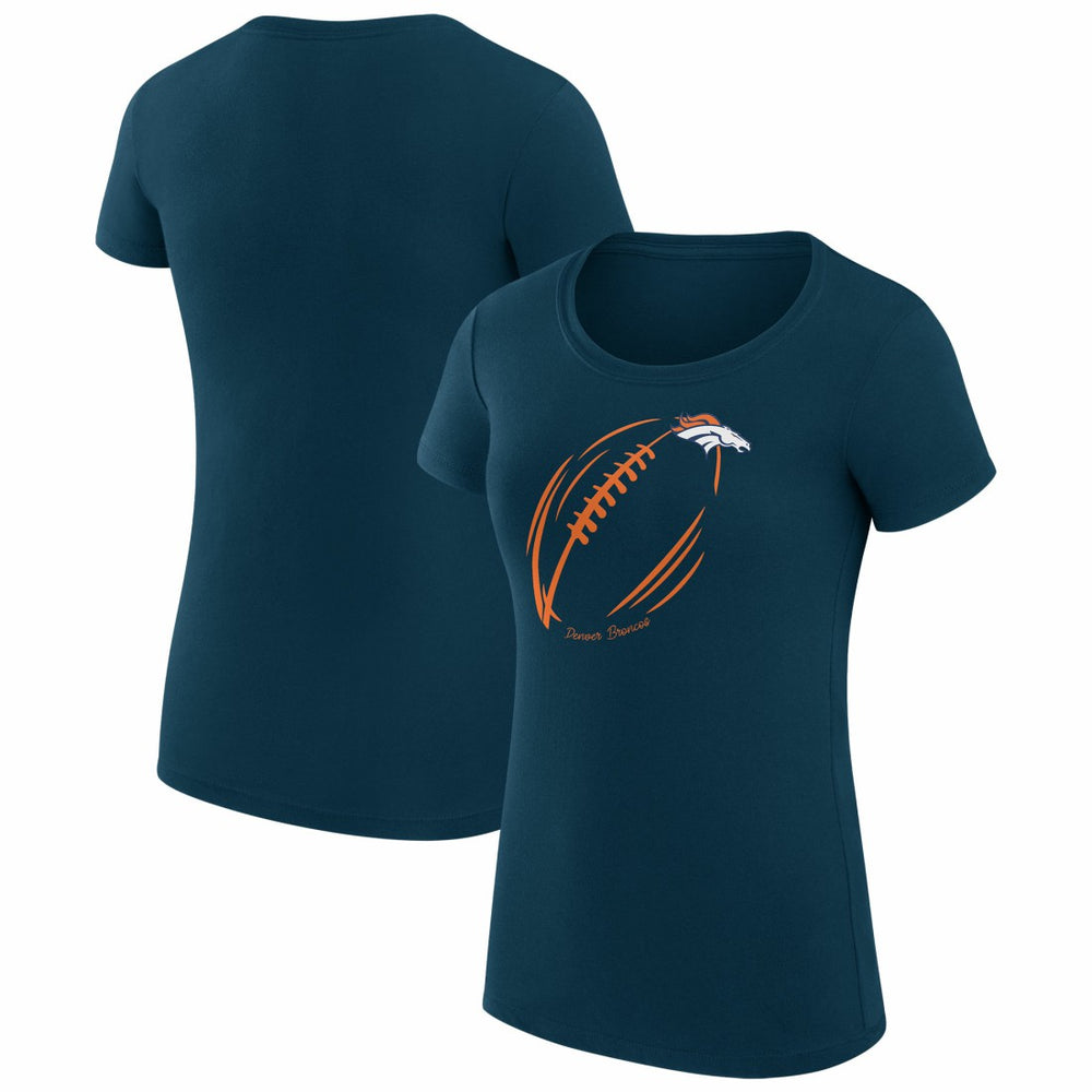 G-III 4Her by Carl Banks Women's Super-Slim Fit Lightweight Subtle Football T-Shirt - Denver Broncos T-shirts