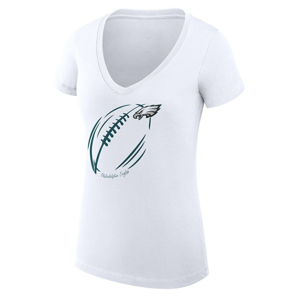 G-III 4Her by Carl Banks Women's Super-Slim Fit Lightweight Subtle Football V-Neck T-Shirt - Philadelphia Eagles T-shirts